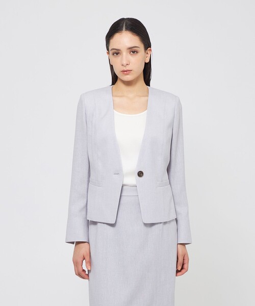 EPOCA（エポカ）の「スラブストレッチ ノーカラージャケット（ノーカラージャケット・レディース・ネイビー/ベージュ/パープル系その他4・38/40）」の3枚目の写真