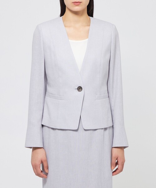 EPOCA（エポカ）の「スラブストレッチ ノーカラージャケット（ノーカラージャケット・レディース・ネイビー/ベージュ/パープル系その他4・38/40）」の9枚目の写真