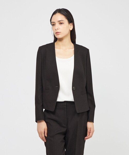 EPOCA（エポカ）の「スラブストレッチ ノーカラージャケット（ノーカラージャケット・レディース・ネイビー/ベージュ/パープル系その他4・38/40）」の4枚目の写真