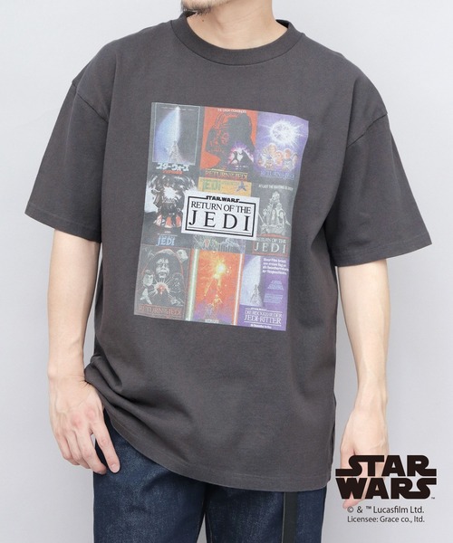 Goodwear（グッドウェア）の「STAR WARS 古着風 両面 コラージュプリント Tシャツ ビッグシルエット（エピソード6 ジェダイの復帰）（Tシャツ/カットソー・メンズ・ブラック系その他・M/L/XL）」の2枚目の写真