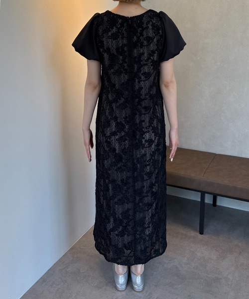 ［美品］オケージョンワンピース　ワンピース　ドレス 結婚式・パーティー・オケージョンドレス】パール調ボタン