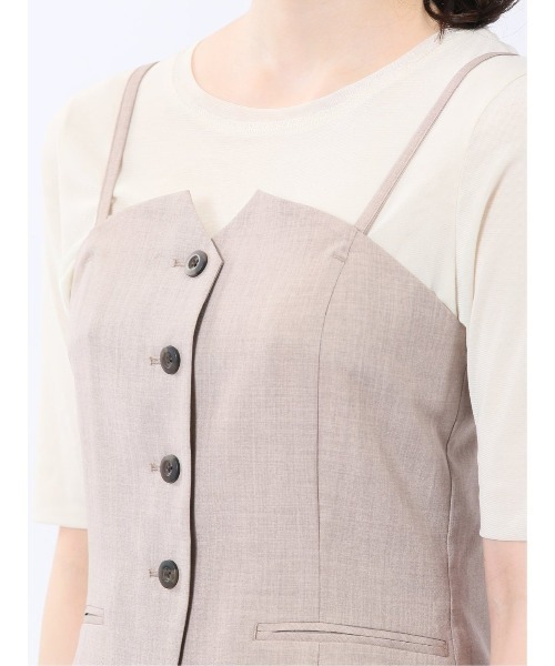 m.f.editorial(エムエフエディトリアル)の「【接触冷感 ウォッシャブル】m.f.エディトリアル レディース 杢調 ビスチェ ベージュ(セットアップ可能)(スーツベスト・レディース・ベージュ・MEDIUM/LARGE)」の6枚目の写真
