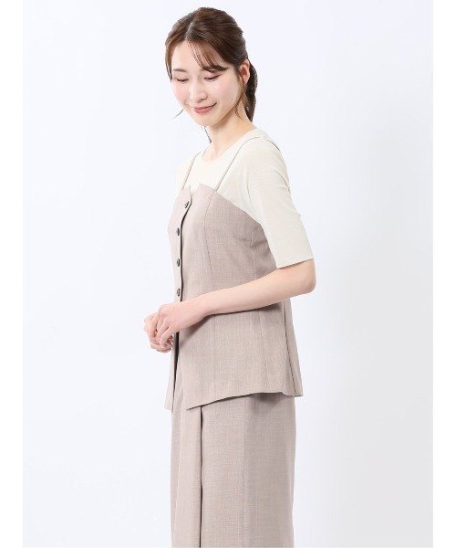 m.f.editorial(エムエフエディトリアル)の「【接触冷感 ウォッシャブル】m.f.エディトリアル レディース 杢調 ビスチェ ベージュ(セットアップ可能)(スーツベスト・レディース・ベージュ・MEDIUM/LARGE)」の8枚目の写真