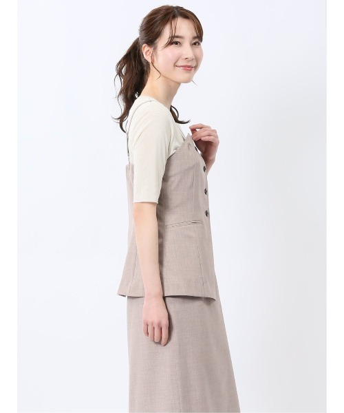 m.f.editorial(エムエフエディトリアル)の「【接触冷感 ウォッシャブル】m.f.エディトリアル レディース 杢調 ビスチェ ベージュ(セットアップ可能)(スーツベスト・レディース・ベージュ・MEDIUM/LARGE)」の10枚目の写真