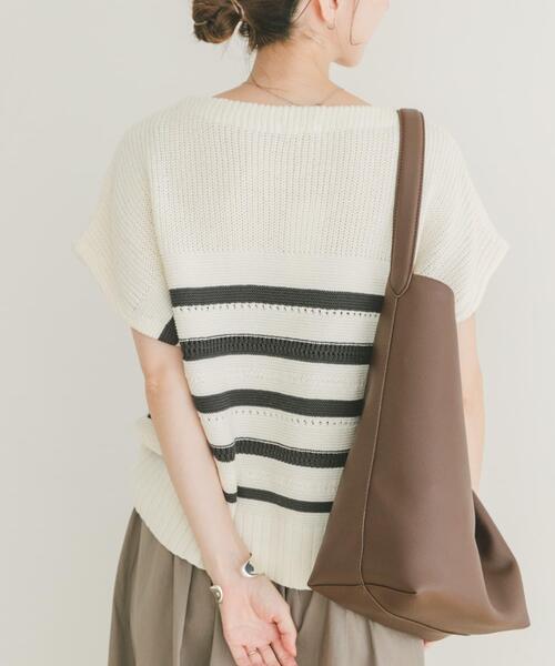 ITEMS URBANRESEARCH(アイテムズ アーバンリサーチ)の「ミックスパターンフレンチニット(ニット/セーター・レディース・その他1/ブラウン/ライトベージュ・FREE)」の5枚目の写真