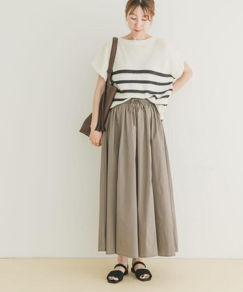 ITEMS URBANRESEARCH(アイテムズ アーバンリサーチ)の「ミックスパターンフレンチニット(ニット/セーター・レディース・その他1/ブラウン/ライトベージュ・FREE)」の6枚目の写真