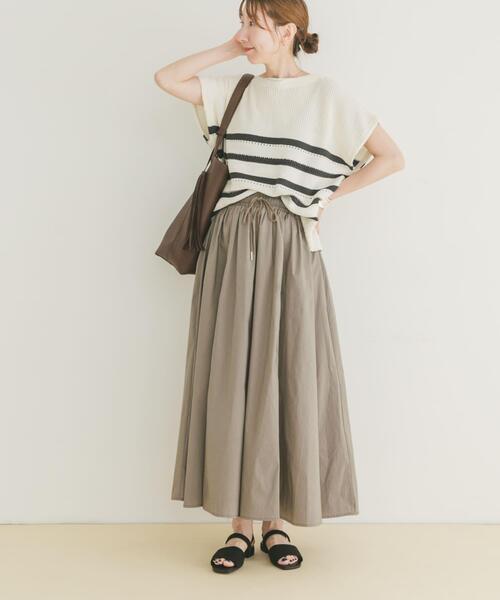ITEMS URBANRESEARCH(アイテムズ アーバンリサーチ)の「ミックスパターンフレンチニット(ニット/セーター・レディース・その他1/ブラウン/ライトベージュ・FREE)」の7枚目の写真
