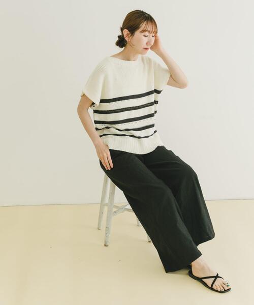 ITEMS URBANRESEARCH(アイテムズ アーバンリサーチ)の「ミックスパターンフレンチニット(ニット/セーター・レディース・その他1/ブラウン/ライトベージュ・FREE)」の10枚目の写真