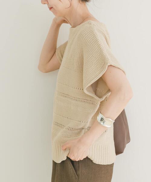 ITEMS URBANRESEARCH(アイテムズ アーバンリサーチ)の「ミックスパターンフレンチニット(ニット/セーター・レディース・その他1/ブラウン/ライトベージュ・FREE)」の14枚目の写真