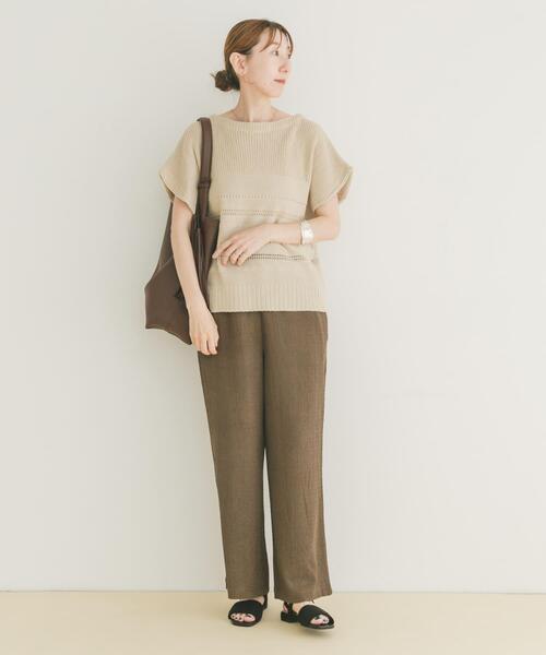 ITEMS URBANRESEARCH(アイテムズ アーバンリサーチ)の「ミックスパターンフレンチニット(ニット/セーター・レディース・その他1/ブラウン/ライトベージュ・FREE)」の15枚目の写真