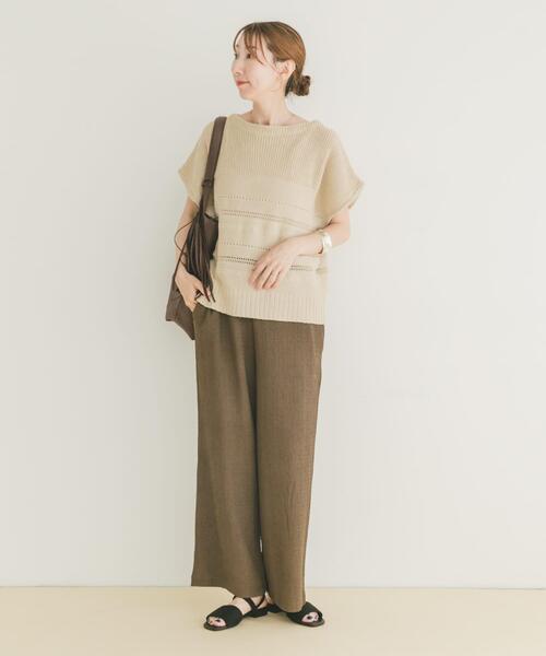 ITEMS URBANRESEARCH(アイテムズ アーバンリサーチ)の「ミックスパターンフレンチニット(ニット/セーター・レディース・その他1/ブラウン/ライトベージュ・FREE)」の16枚目の写真