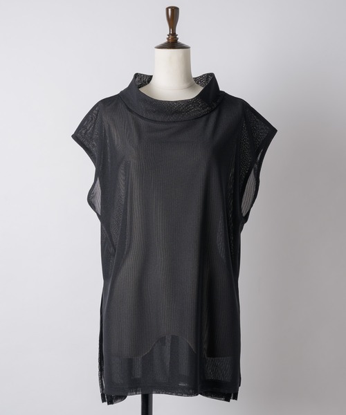 J1U by LA BELLE ETUDE(ジユウバイラベルエチュード)の「ワイドハイネックダブルチュールTOPS(Tシャツ/カットソー・レディース・ホワイト/ブラウン/ブラック/ライトブルー・FREE)」の11枚目の写真