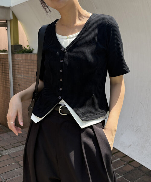 セール】【簡単にお洒落見え】カーディガン風バイカラー