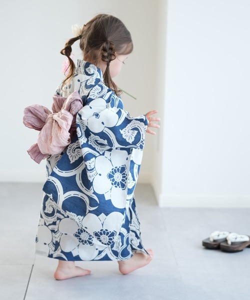 キッズ浴衣3点セット 女の子 utatane×注染工房 kids 日本製注染