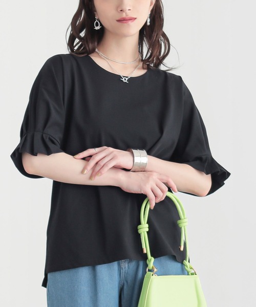 n'OrLABEL（ノアールレーベル）の「【接触冷感】タックドルマンカットソー（Tシャツ/カットソー・レディース・オレンジ/オフホワイト/ブラック・2/1）」の2枚目の写真