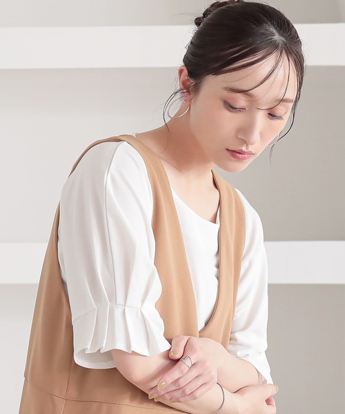 n'OrLABEL（ノアールレーベル）の「【接触冷感】タックドルマンカットソー（Tシャツ/カットソー・レディース・オレンジ/オフホワイト/ブラック・2/1）」の15枚目の写真