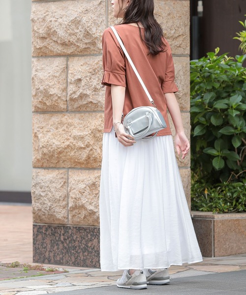 n'OrLABEL（ノアールレーベル）の「【接触冷感】タックドルマンカットソー（Tシャツ/カットソー・レディース・オレンジ/オフホワイト/ブラック・2/1）」の11枚目の写真