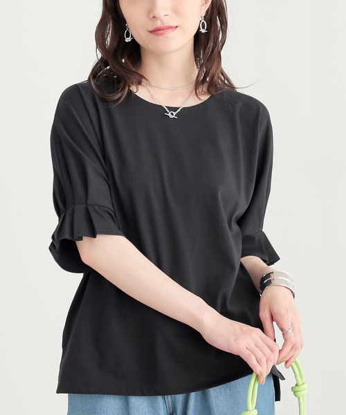 n'OrLABEL（ノアールレーベル）の「【接触冷感】タックドルマンカットソー（Tシャツ/カットソー・レディース・オレンジ/オフホワイト/ブラック・2/1）」の19枚目の写真