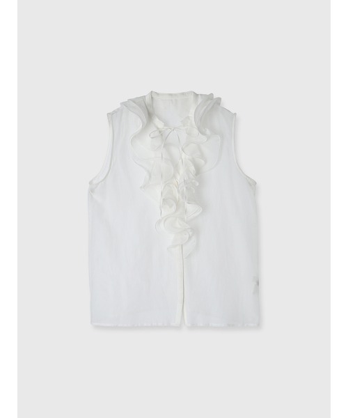 アニュアンス anuans シルクブレンドラッフルブラウス （WHITE） アニュアンス anuans シルクブレンドラッフルブラウス （WHITE