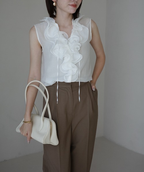 anuans（アニュアンス）の「シルクブレンドラッフルブラウス（シャツ/ブラウス・レディース・ブラック/ホワイト/ミント・FREE）」の19枚目の写真
