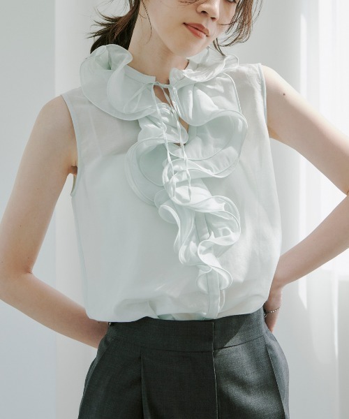 ánuans - anuans シルクブレンド　セット シルクブレンドVネックニットトップス(F GREY): トップスanuans