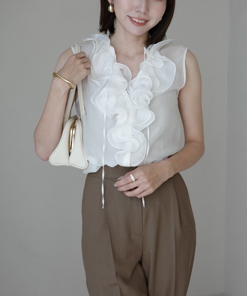 anuans（アニュアンス）の「シルクブレンドラッフルブラウス（シャツ/ブラウス・レディース・ブラック/ホワイト/ミント・FREE）」の18枚目の写真