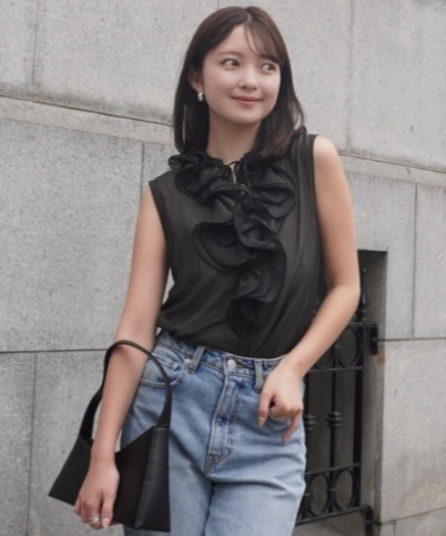 anuans（アニュアンス）の「シルクブレンドラッフルブラウス（シャツ/ブラウス・レディース・ブラック/ホワイト/ミント・FREE）」の22枚目の写真