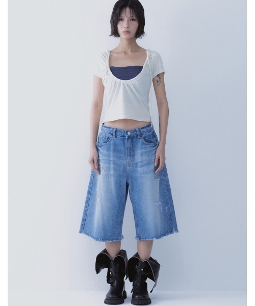 tシャツ A'GEM/9 × .kom 「SETSETSET/セットセットセット」 LUNA VEIL HOODIE T-SHIRTS/スクエアネック A'GEM/9 × .kom 『SETSETSET/セットセットセット』 LUNA VEIL