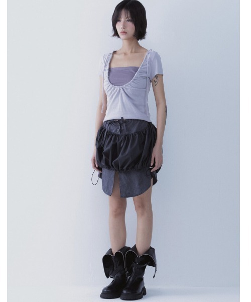 tシャツ A'GEM/9 × .kom 「SETSETSET/セットセットセット」 LUNA VEIL HOODIE T-SHIRTS/スクエアネック A'GEM/9 × .kom 『SETSETSET/セットセットセット』 LUNA VEIL