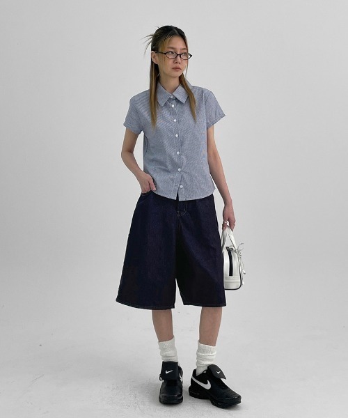 23SS sacai ブラックパネル半袖シャツ ブラック 23-03047M