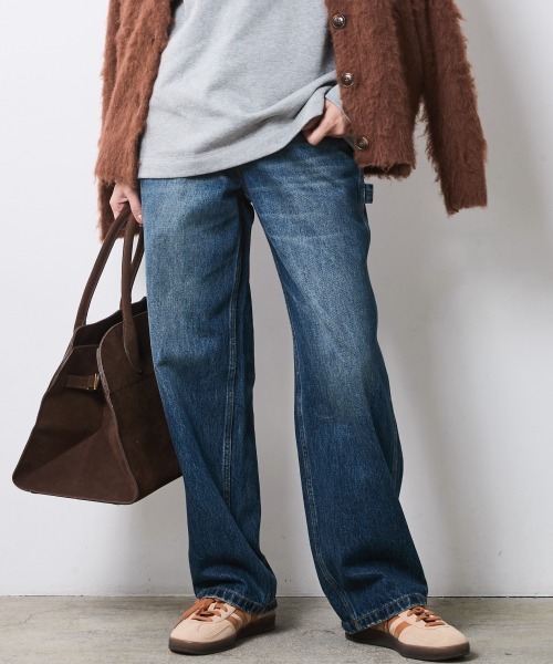 CHIC STYLE（シックスタイル）の「ペインターデニムパンツ＜大きいサイズ有＞シックスタイル（デニムパンツ・レディース・ネイビー系/ブルー系・88/84/76/73/80/122/114/106/98/96/92）」の2枚目の写真