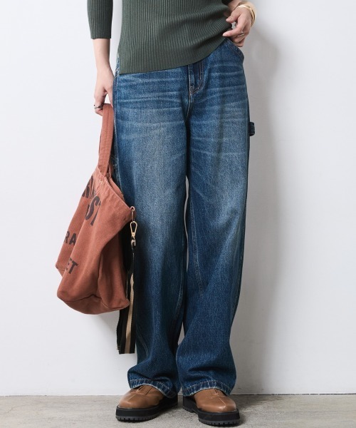 CHIC STYLE（シックスタイル）の「ペインターデニムパンツ＜大きいサイズ有＞シックスタイル（デニムパンツ・レディース・ネイビー系/ブルー系・88/84/76/73/80/122/114/106/98/96/92）」の4枚目の写真