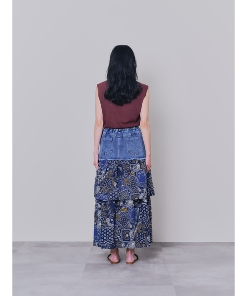 DOLLUPOOPS（ドールアップウップス）の「【ZOZO限定商品】デニム×柄ティアードスカート（デニムスカート・レディース・ネイビー/アイボリー・38）」の7枚目の写真