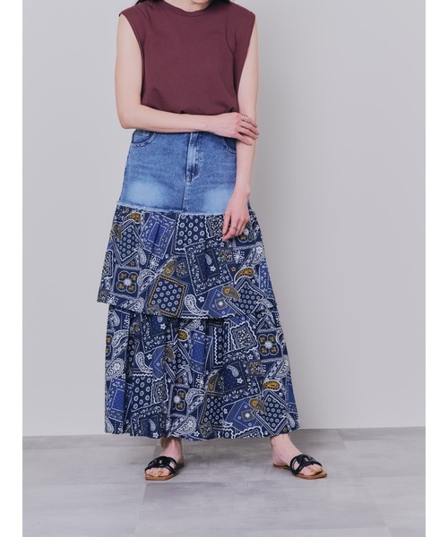 DOLLUPOOPS（ドールアップウップス）の「【ZOZO限定商品】デニム×柄ティアードスカート（デニムスカート・レディース・ネイビー/アイボリー・38）」の13枚目の写真