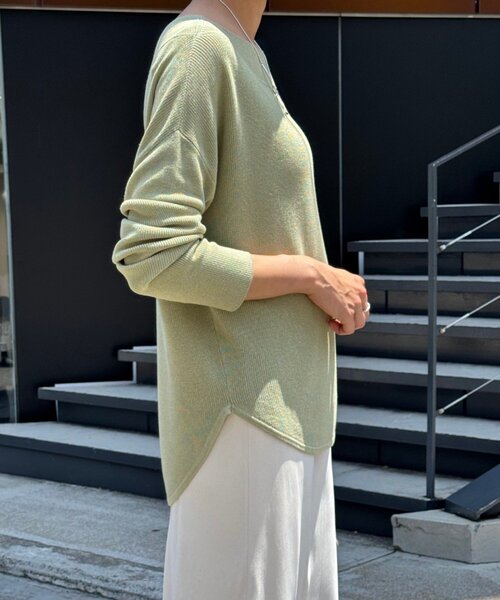 BEARDSLEY（ビアズリー）の「トロミボートネックニット（ニット/セーター・レディース・カーキ/ブラック・FREE）」の8枚目の写真