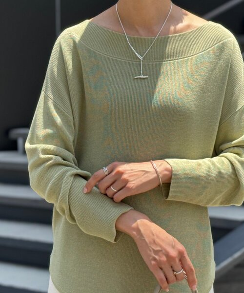 BEARDSLEY（ビアズリー）の「トロミボートネックニット（ニット/セーター・レディース・カーキ/ブラック・FREE）」の11枚目の写真