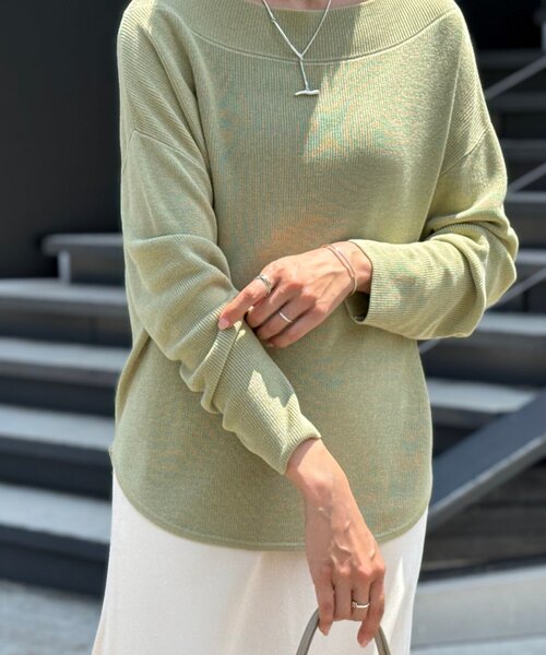 BEARDSLEY（ビアズリー）の「トロミボートネックニット（ニット/セーター・レディース・カーキ/ブラック・FREE）」の12枚目の写真