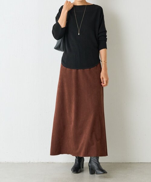 BEARDSLEY（ビアズリー）の「トロミボートネックニット（ニット/セーター・レディース・カーキ/ブラック・FREE）」の15枚目の写真