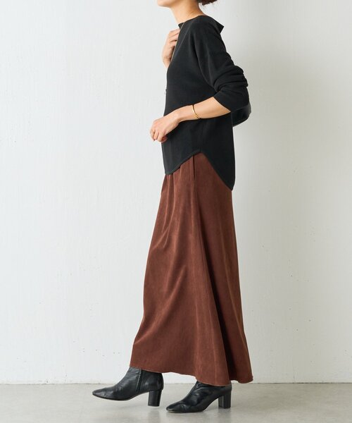 BEARDSLEY（ビアズリー）の「トロミボートネックニット（ニット/セーター・レディース・カーキ/ブラック・FREE）」の16枚目の写真