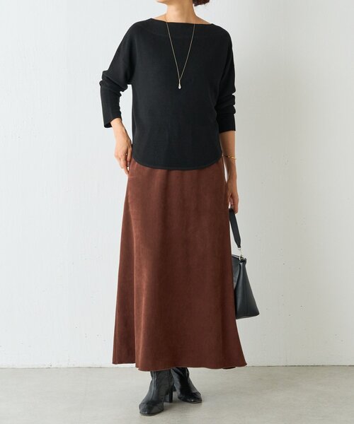 BEARDSLEY（ビアズリー）の「トロミボートネックニット（ニット/セーター・レディース・カーキ/ブラック・FREE）」の18枚目の写真