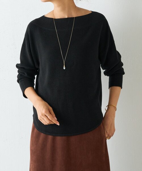 BEARDSLEY（ビアズリー）の「トロミボートネックニット（ニット/セーター・レディース・カーキ/ブラック・FREE）」の19枚目の写真