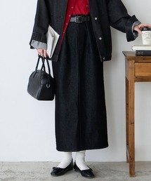 BONLECILL（ボンルシール）の「【デニムジャケットとセットアップ対応】パリジェンヌデニムタックスカート（デニムスカート）」