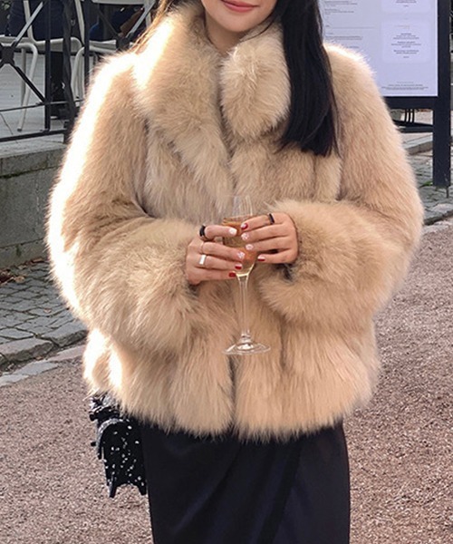 セール】ミドル丈 ボリューム フェイクファージャケット culw834