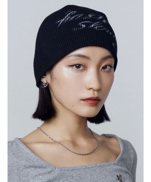 EMODA（エモダ）の「グラフィックプリントビーニー（ニットキャップ/ビーニー・レディース・ブラック/ブラウン・FREE）」の7枚目の写真