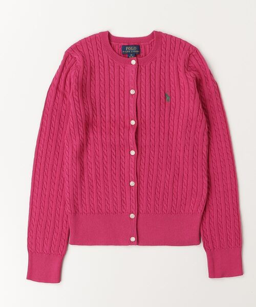POLO RALPH LAUREN CHILDRENSWEAR(ポロ ラルフ ローレン チルドレンズウェア)の「ミニケーブル コットン カーディガン(カーディガン/ボレロ・キッズ・ピンク・M/L/XL/S)」の3枚目の写真