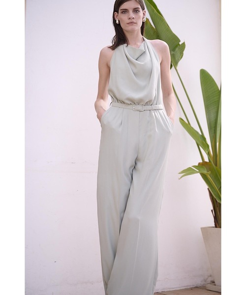 Estella.K(エステラケー)の「Helena Belted Jumpsuit ホルタ―ドレープジャンプスーツ(サロペット/オーバーオール・レディース・ライトグリーン/ブラック・FREE)」の21枚目の写真