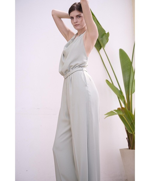 Estella.K(エステラケー)の「Helena Belted Jumpsuit ホルタ―ドレープジャンプスーツ(サロペット/オーバーオール・レディース・ライトグリーン/ブラック・FREE)」の22枚目の写真