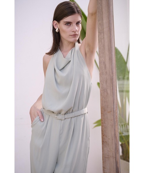 estella.k ホルタ―ドレープジャンプスーツ オールインワン セール】Helena Belted Jumpsuit ホルタ―ドレープジャンプスーツ