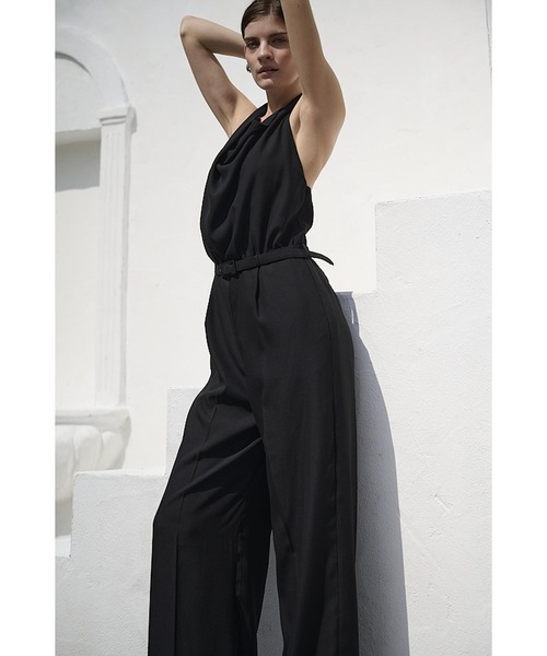 Estella.K(エステラケー)の「Helena Belted Jumpsuit ホルタ―ドレープジャンプスーツ(サロペット/オーバーオール・レディース・ライトグリーン/ブラック・FREE)」の11枚目の写真