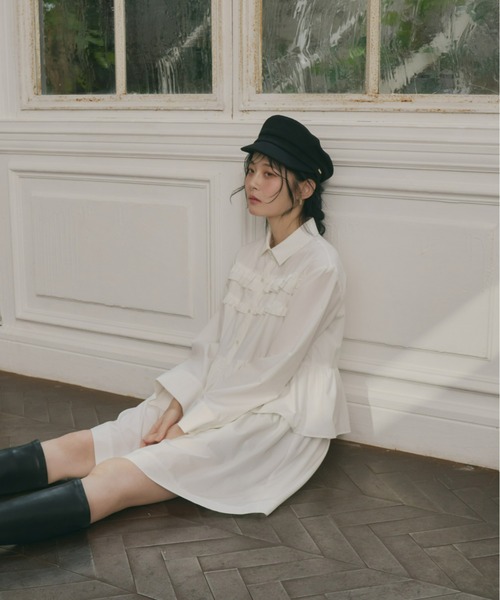 Olu.(オルドット)の「フリルチュニックワンピース(ワンピース・レディース・ブラック/ベージュ/ホワイト・FREE)」の9枚目の写真